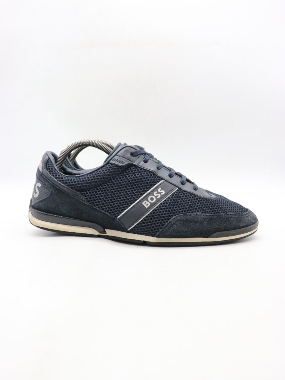 Hugo Boss Saturn Low Profile Sneakers Men EU 43 US 10 Blue Lace Up Leather Mesh